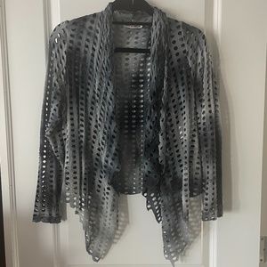NWOT Maxima Fashion Grey Tie-Dye Eyelet Cardigan